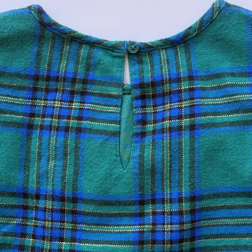 Cat & Jack Green & Blue Plaid Smocked Short Sleeve Dress Girls Size 5T NWOT - Picture 5 of 8